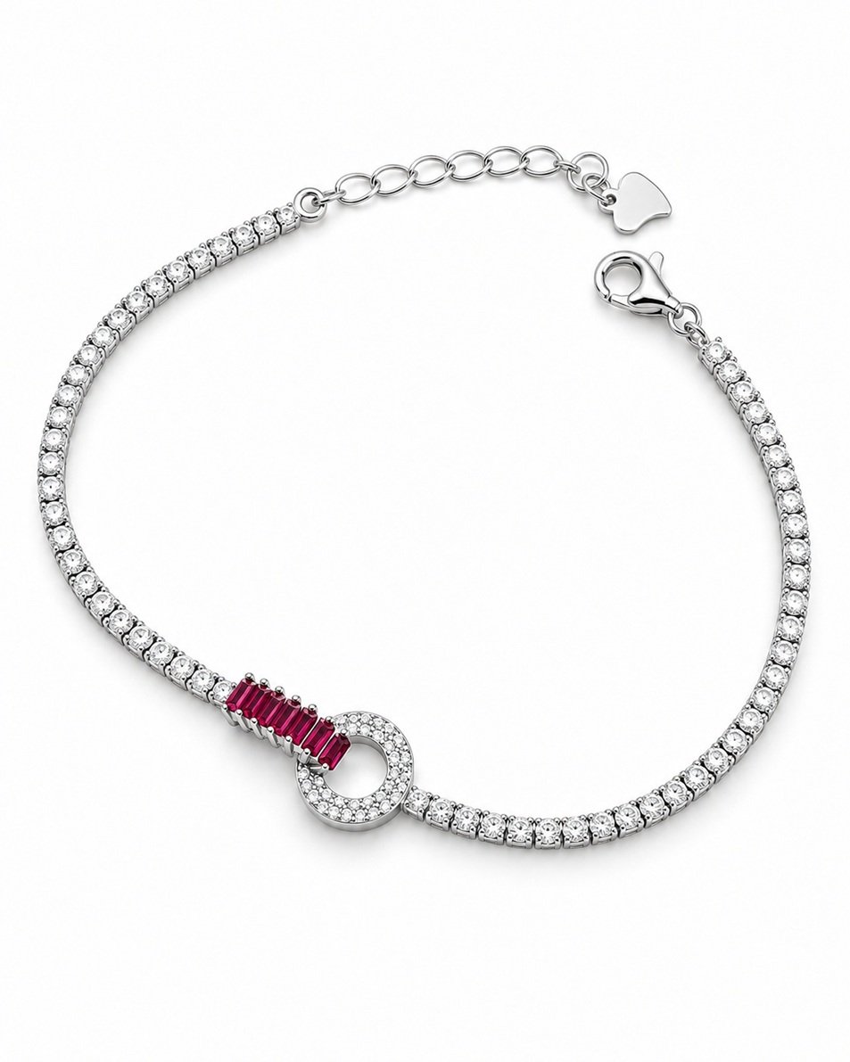Ruby Halo Tennis Bracelet