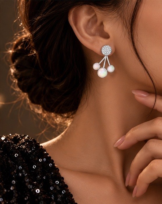 Lunaria Opal Cascade Earrings - View 2