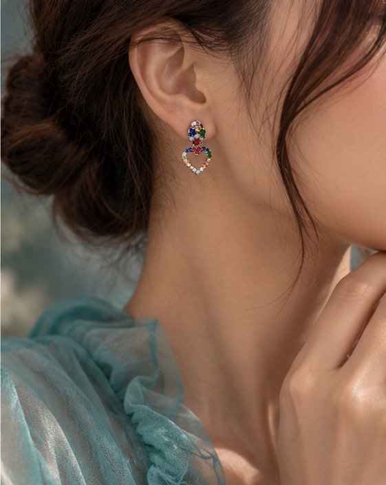 Prismé Heart Rainbow Earrings - View 2