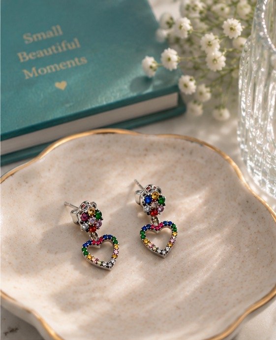 Prismé Heart Rainbow Earrings - View 3