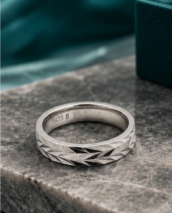 Axton Men’s Textured Band Ring - View 3