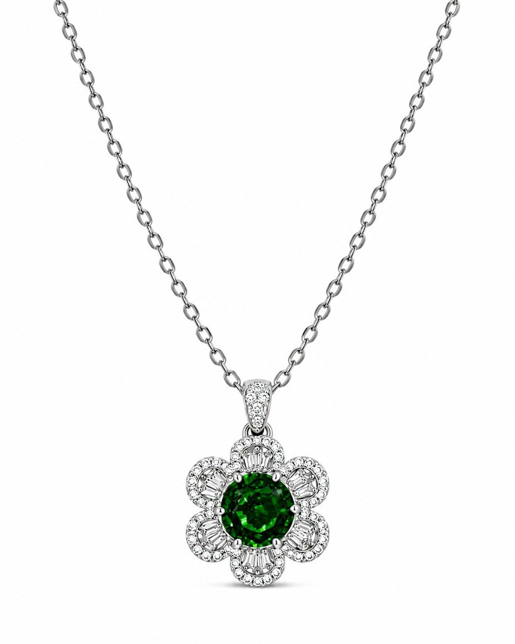 Emerald Flower Charm